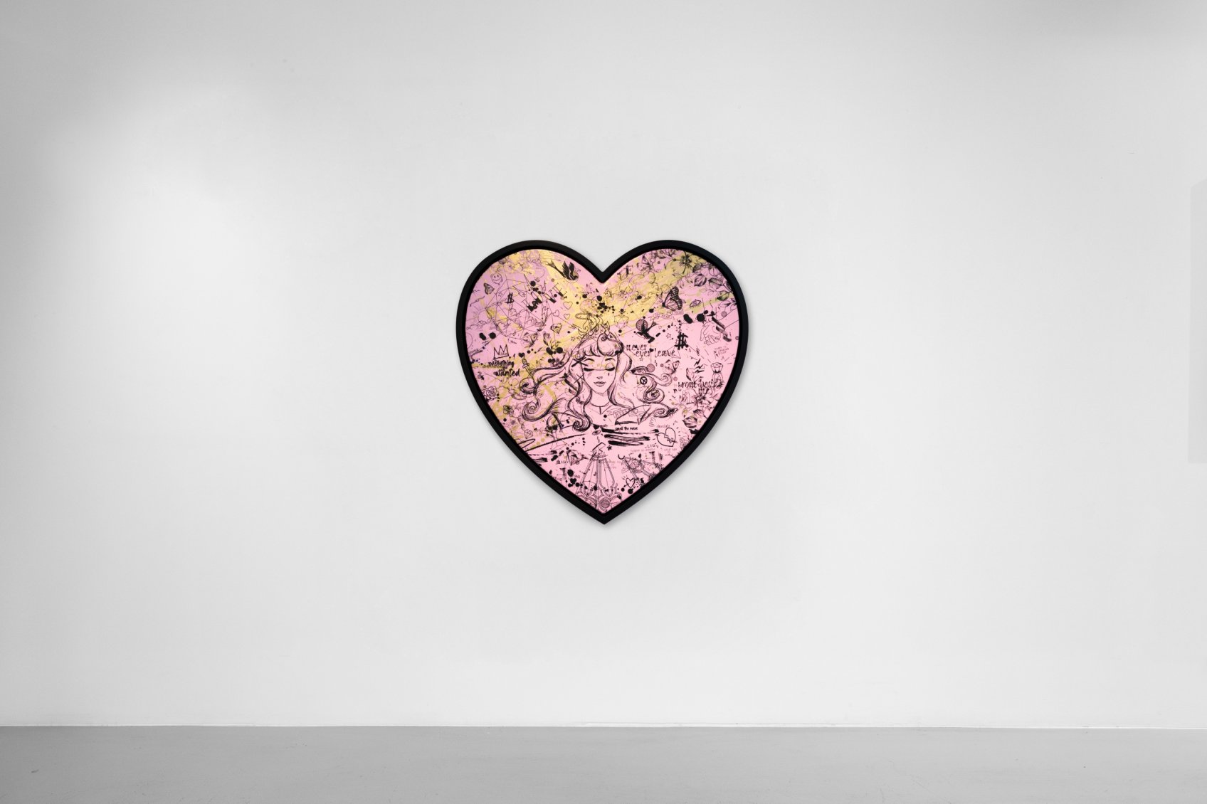 All of Me (pastel pink/black, gold splash), 2021 by Joseph Klibansky