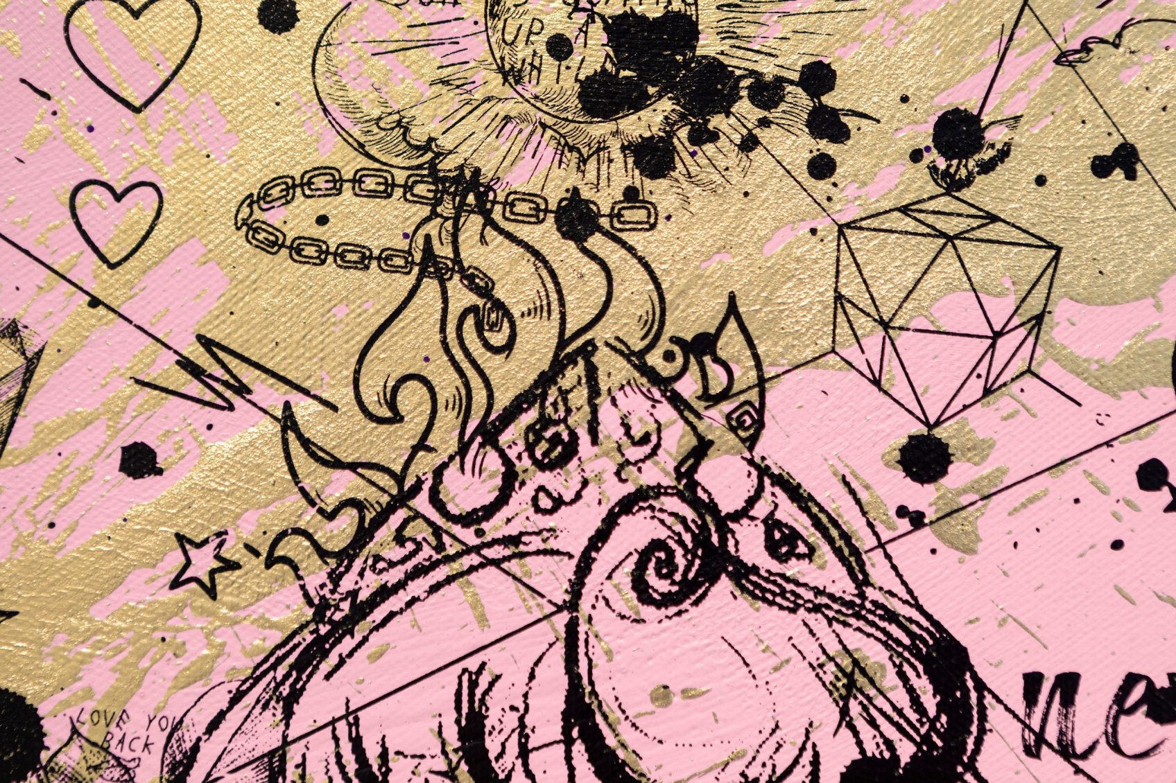 All of Me (pastel pink/black, gold splash), 2021 by Joseph Klibansky