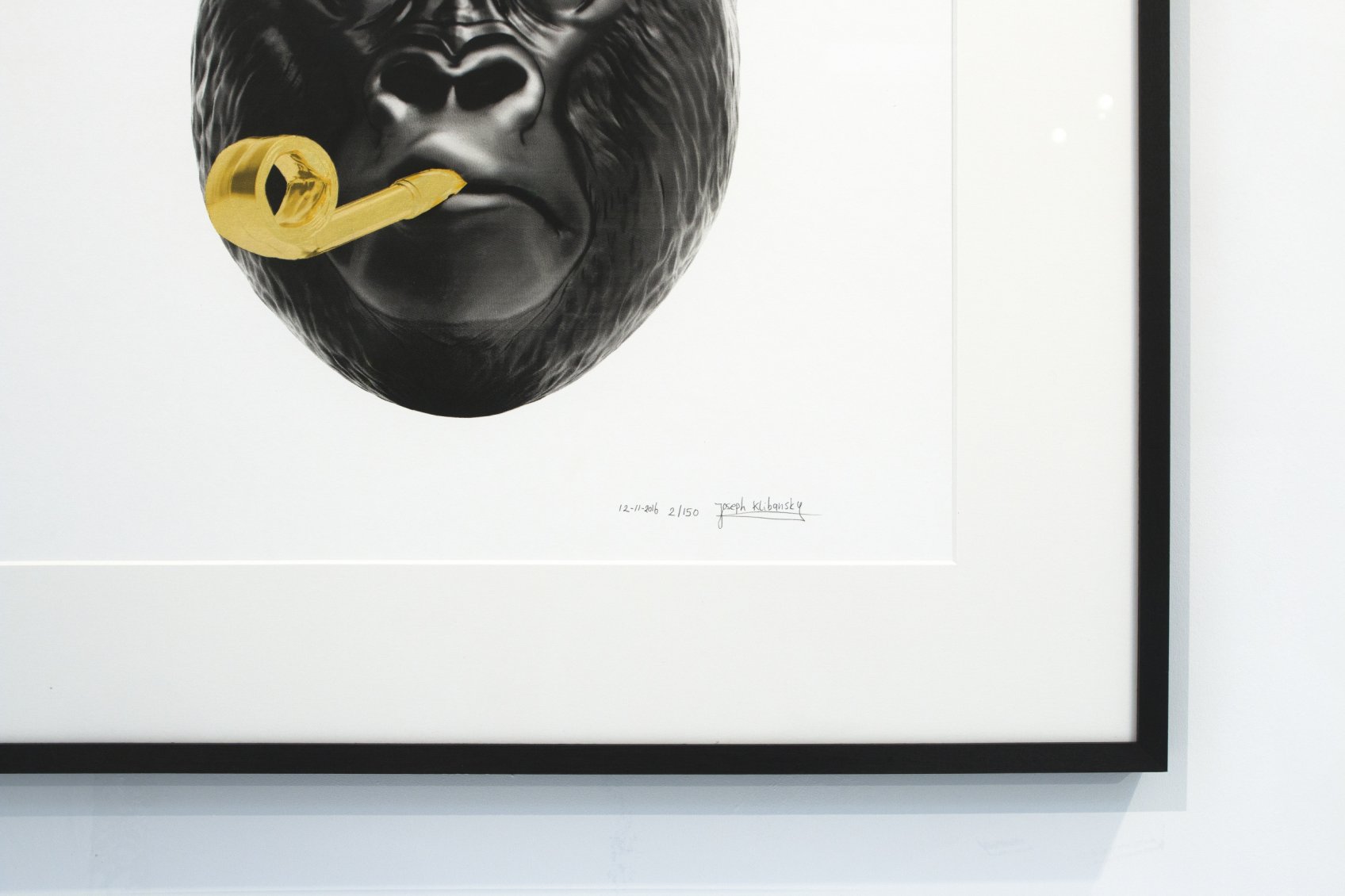 Detail of the signature of the small Bing Bang screen print - Big Bang (edition, black/gold leaf), 2016 by Joseph Klibansky