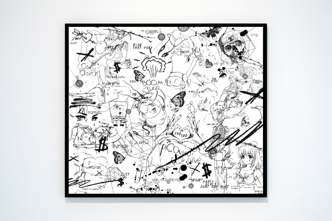 Butterflies Live Forever (edition, white/black, diamond dust), 2018 by Joseph Klibansky