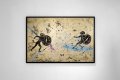 Can We Kiss Forever (gold/black, pastel pink and blue splash), 2020 by Joseph Klibansky