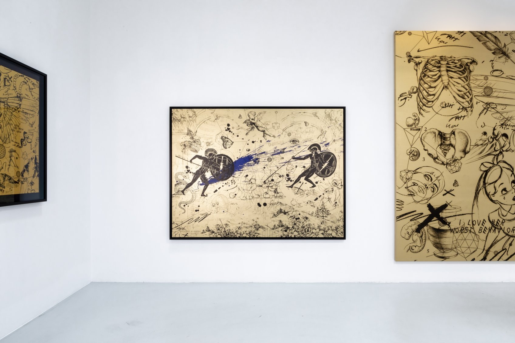 Can We Kiss Forever (gold/black, ultramarine splash), 2020 by Joseph Klibansky