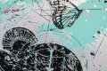 Can We Kiss Forever (silver/black, pastel pink and turquoise splash), 2020 by Joseph Klibansky