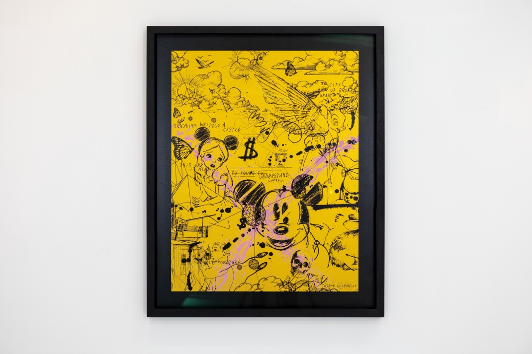 Caught Up In A Dream (edition, gold/black, pastel pink splash), 2019 by Joseph Klibansky