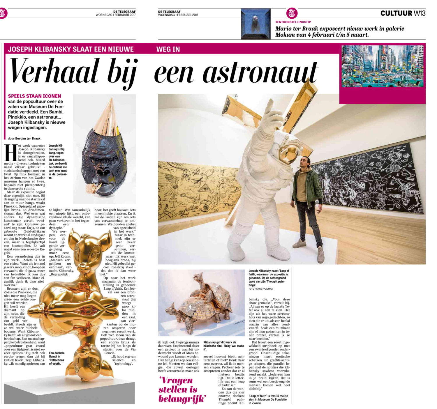 De Telegraaf — Joseph Klibansky slaat een nieuwe weg in
