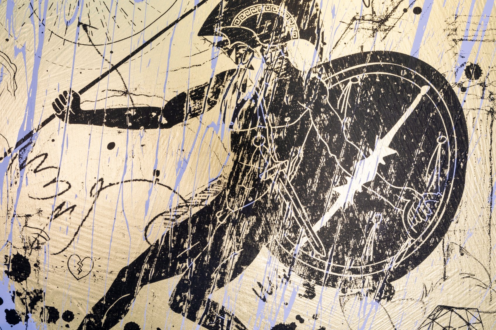 Into my Heart (gold/black, lilac splash), 2020 by Joseph Klibansky