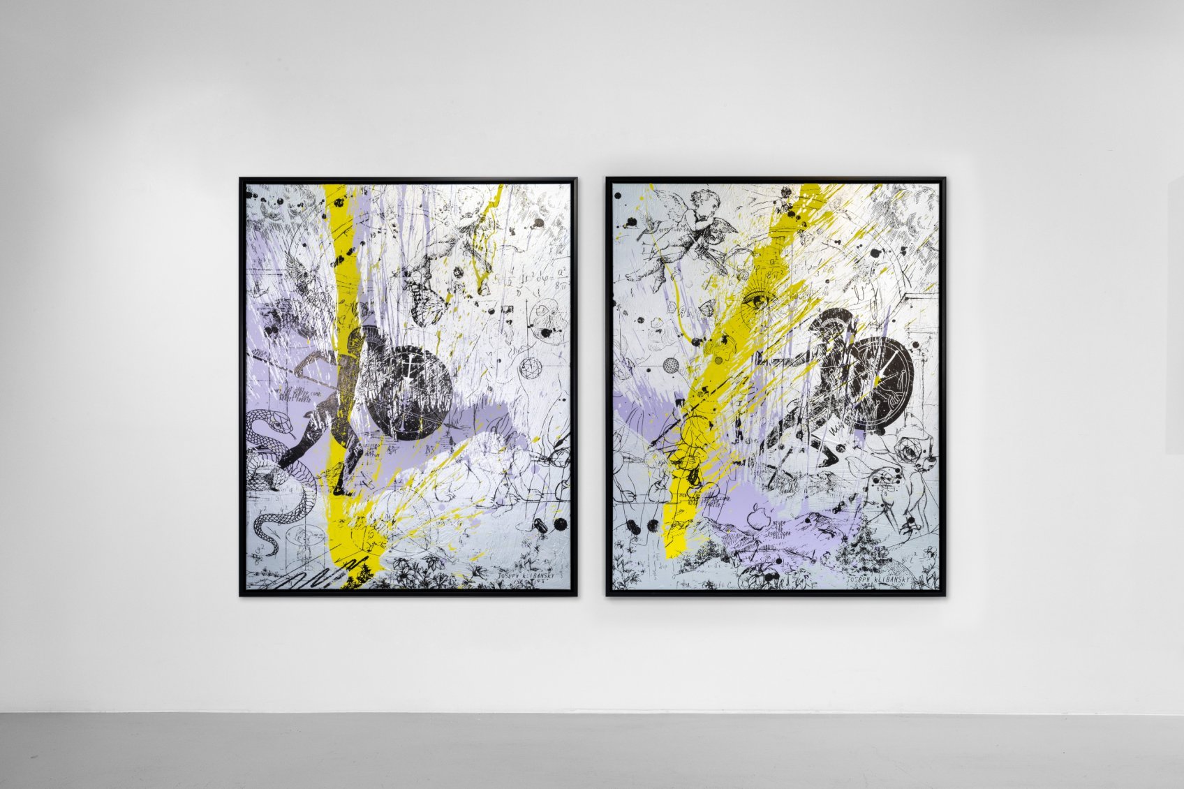Into my Heart (silver/black, lilac and yellow splash), 2020 by Joseph Klibansky