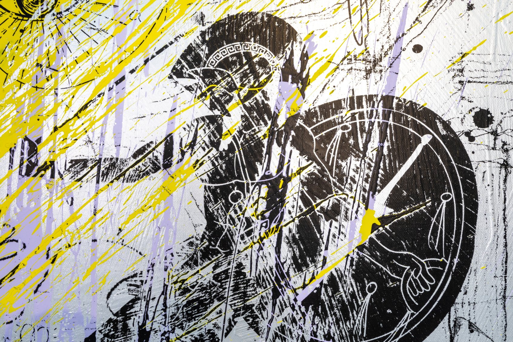 Into my Heart (silver/black, lilac and yellow splash), 2020 by Joseph Klibansky