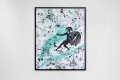 Into my Heart (white/black, turquoise splash, diamond dust), 2021 by Joseph Klibansky
