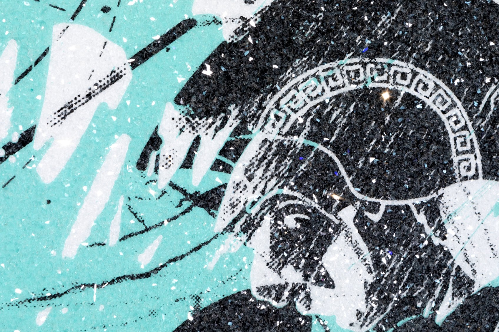 Into my Heart (white/black, turquoise splash, diamond dust), 2021 by Joseph Klibansky