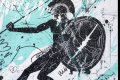 Into my Heart (white/black, turquoise splash, diamond dust), 2021 by Joseph Klibansky