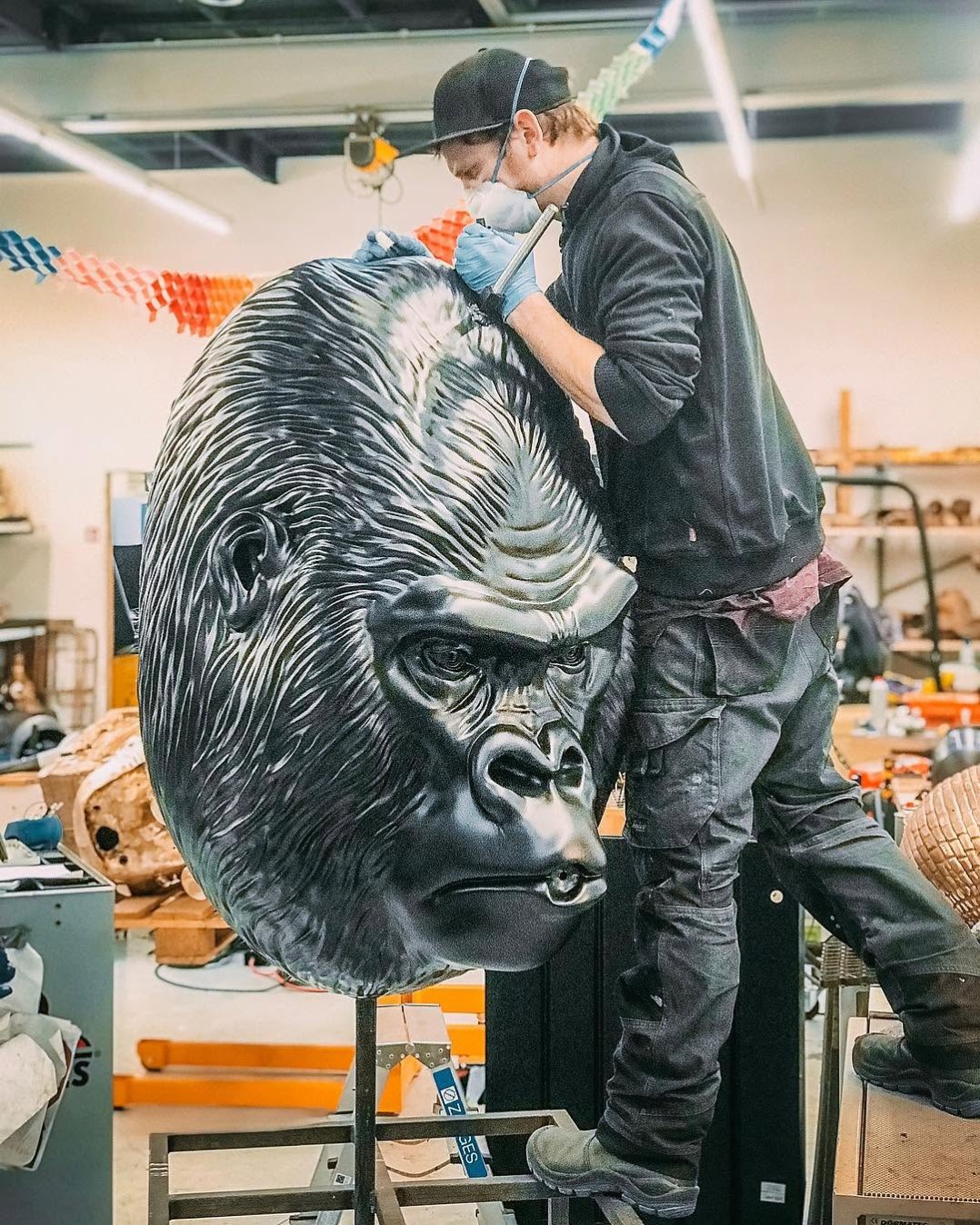The 300 pound gorilla in the room is nearly ready for Mykonos. . . #mykonos #gorilla #contemporaryart #artworld #josephklibansky