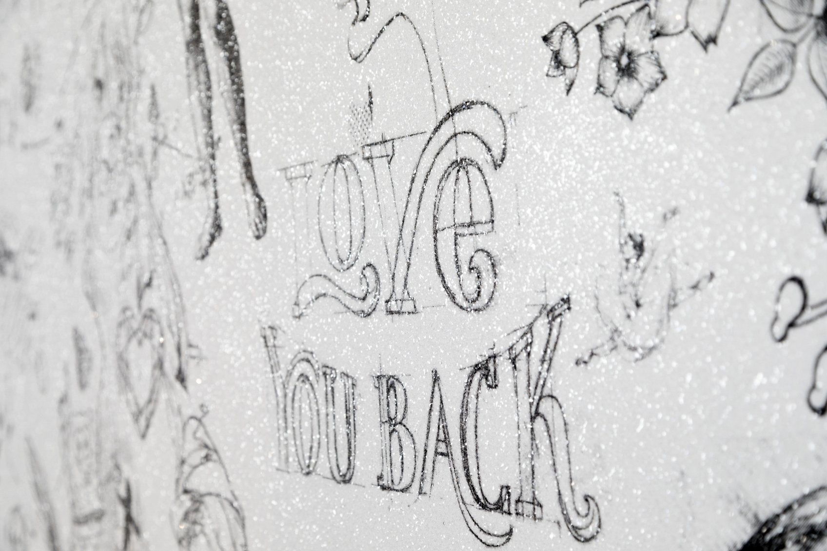 Love You Back (white/black, diamond dust), 2017 by Joseph Klibansky