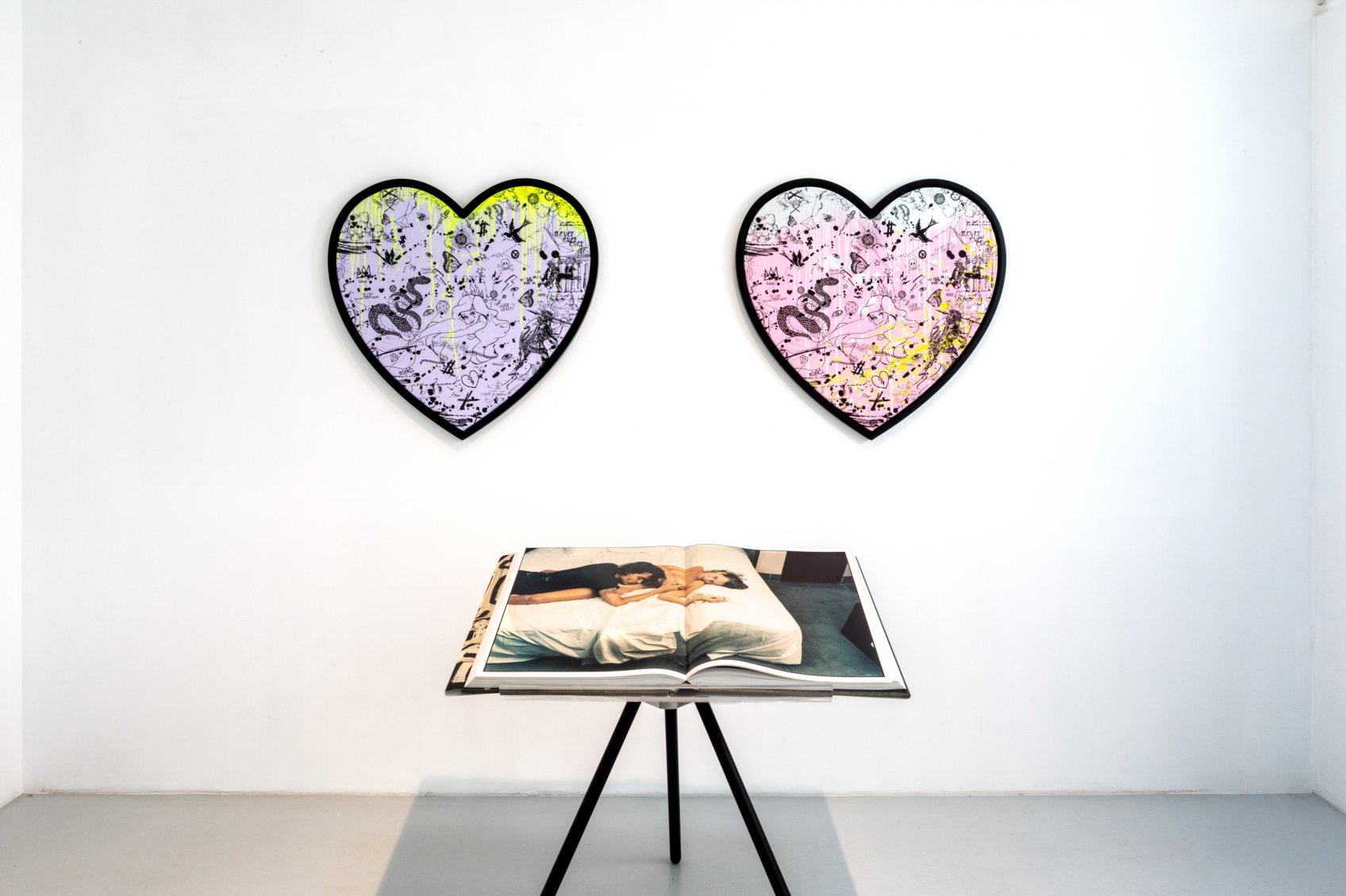 She Came To Break Hearts (lilac/black, fluorescent yellow drips), 2020 by Joseph Klibansky