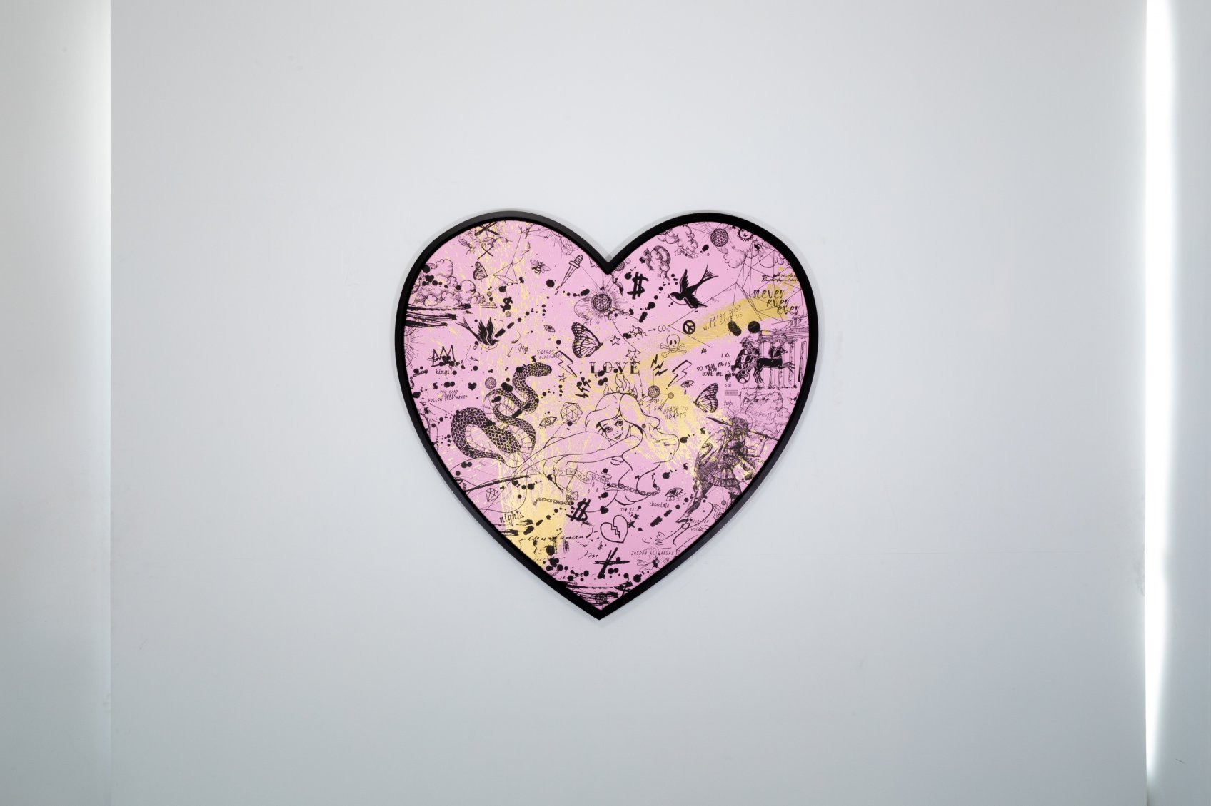 She Came To Break Hearts (pink/black, gold splash), 2020 by Joseph Klibansky