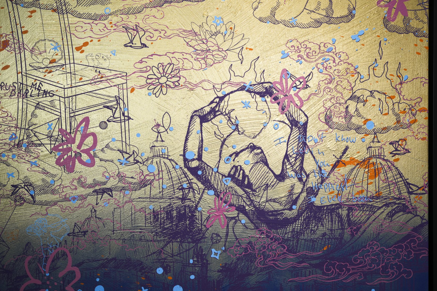 Sky Flowers (gold, blue), 2022 by Joseph Klibansky