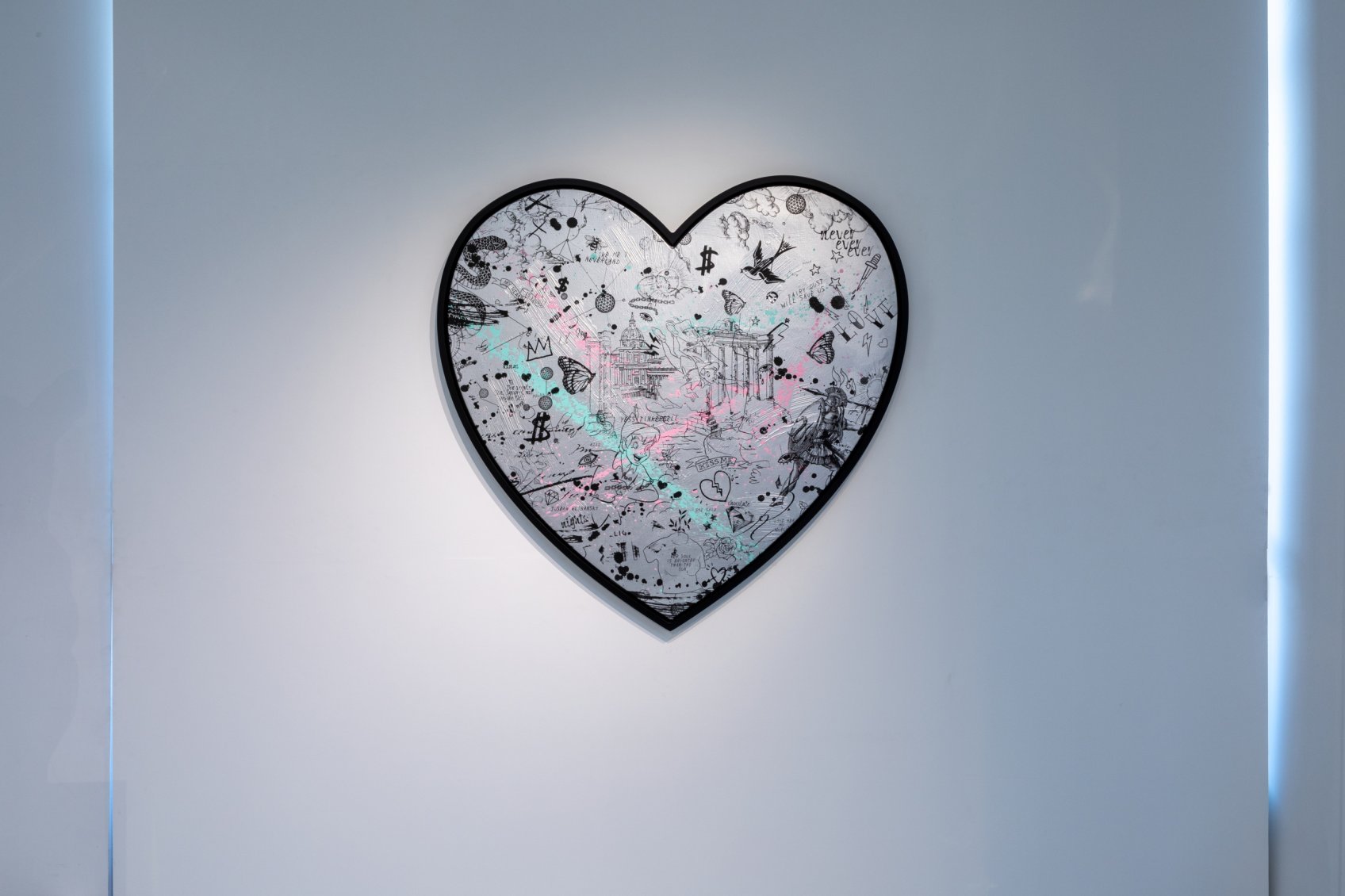 Take Me To Neverland (silver/black, pastel pink and turquoise splash), 2019 by Joseph Klibansky