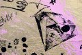 Villains In My Head (small 1, gold, pastal pink splash/black), 2019 by Joseph Klibansky