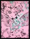 Villains In My Head (small 1, pastel pink, turquoise splash/black), 2019 by Joseph Klibansky