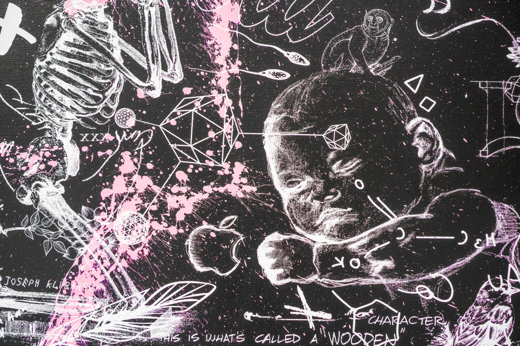 Your Body Is Like A Work Of Art Baby (black/white, pink splash), 2018 by Joseph Klibansky